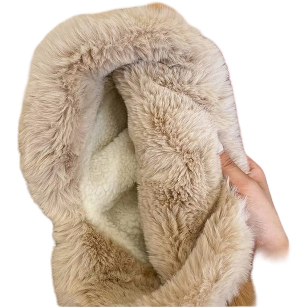 Snow Bunny Women’s Tan Hat with Faux Fur Trim - Picture 3 of 5